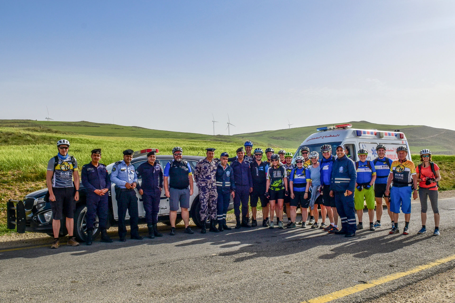 Bikegruppe und Eskorte