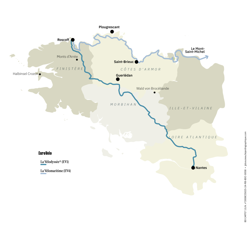 Karte Biken in der Bretagne