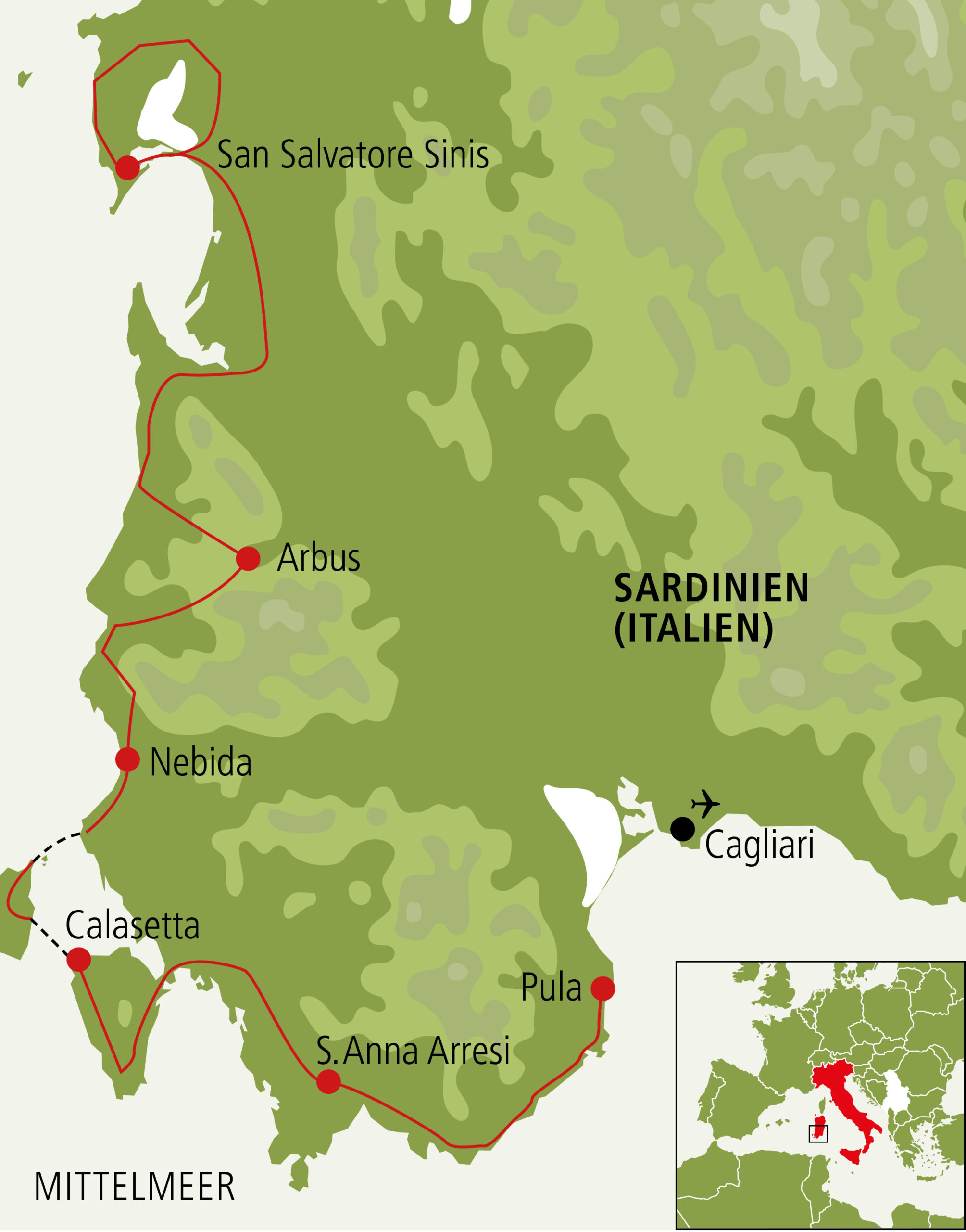 Karte Sardinien Veloferien
