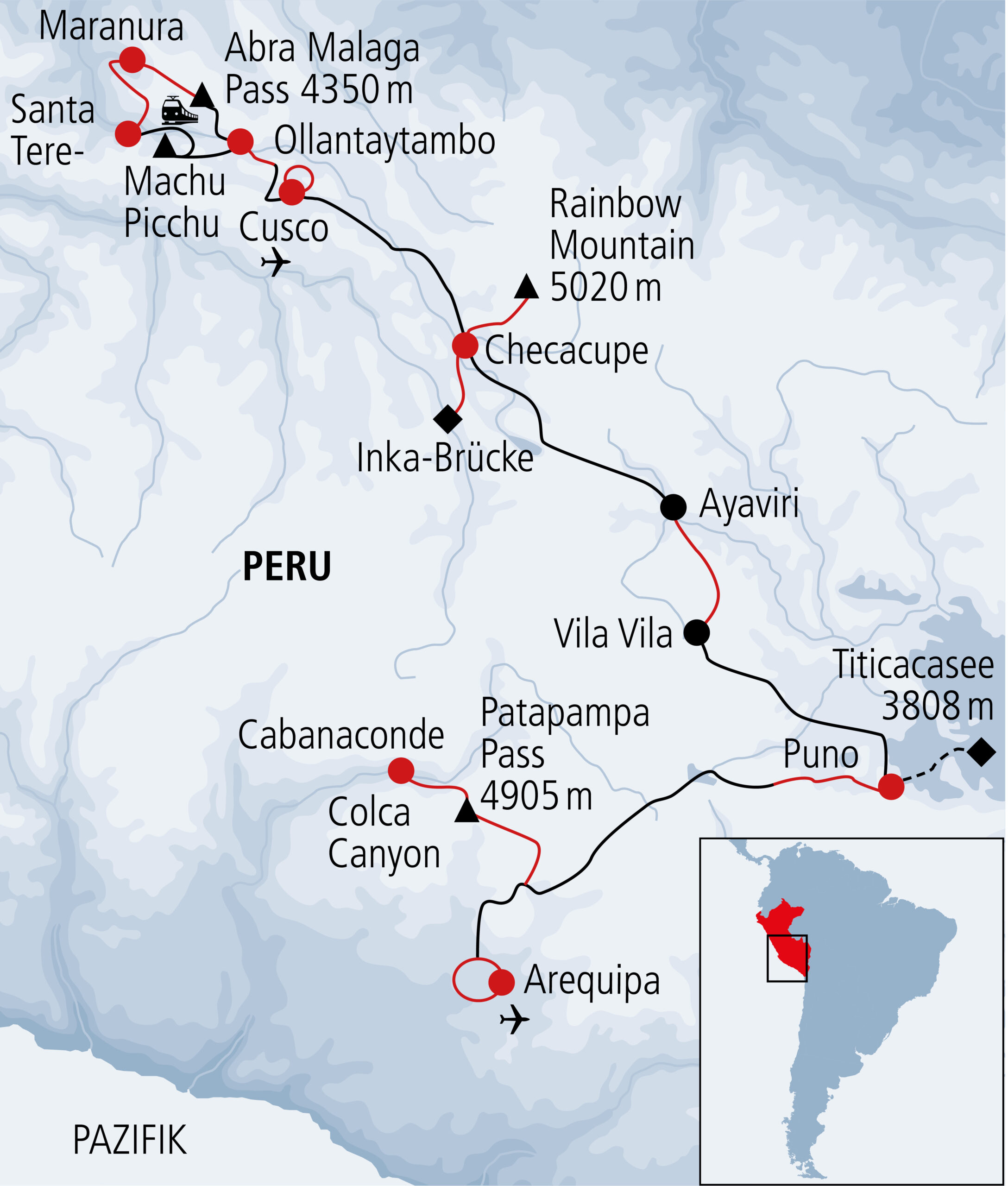 Karte Mountainbike Reise Peru