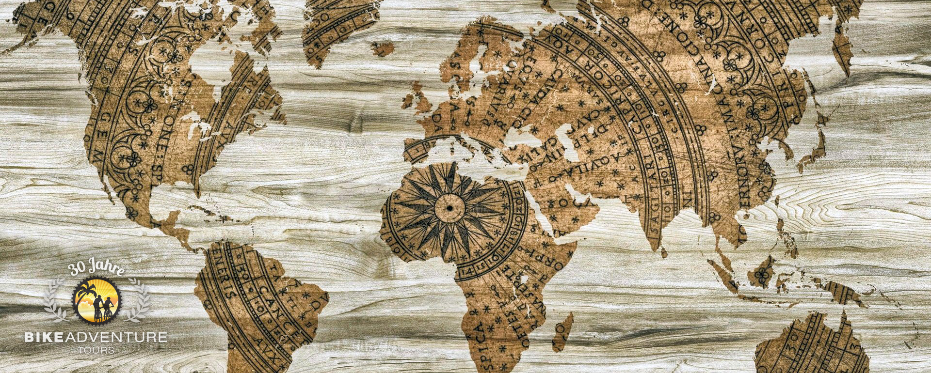 Weltkarte auf Holz