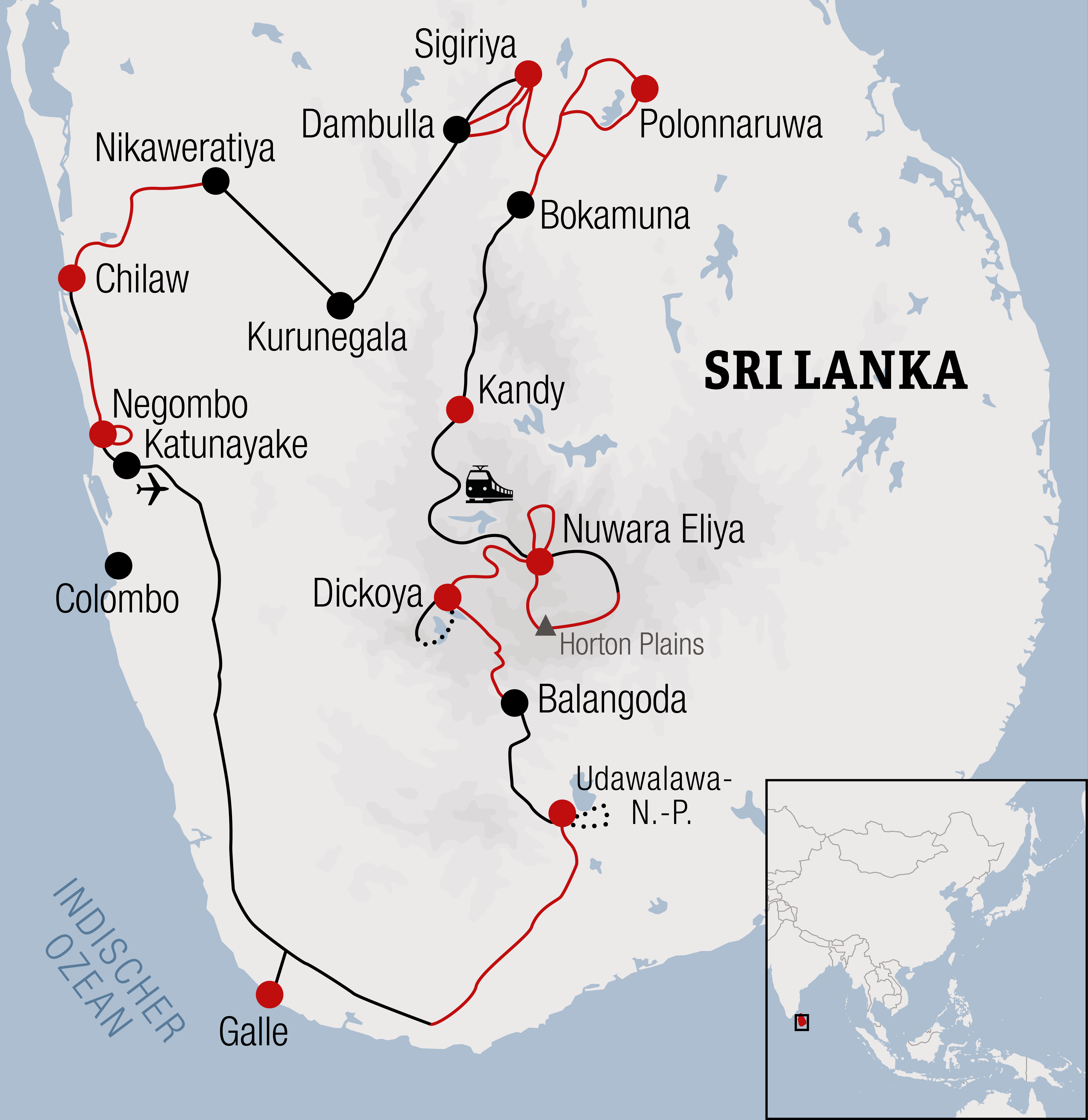 Sri Lanka - Bikereise Karte