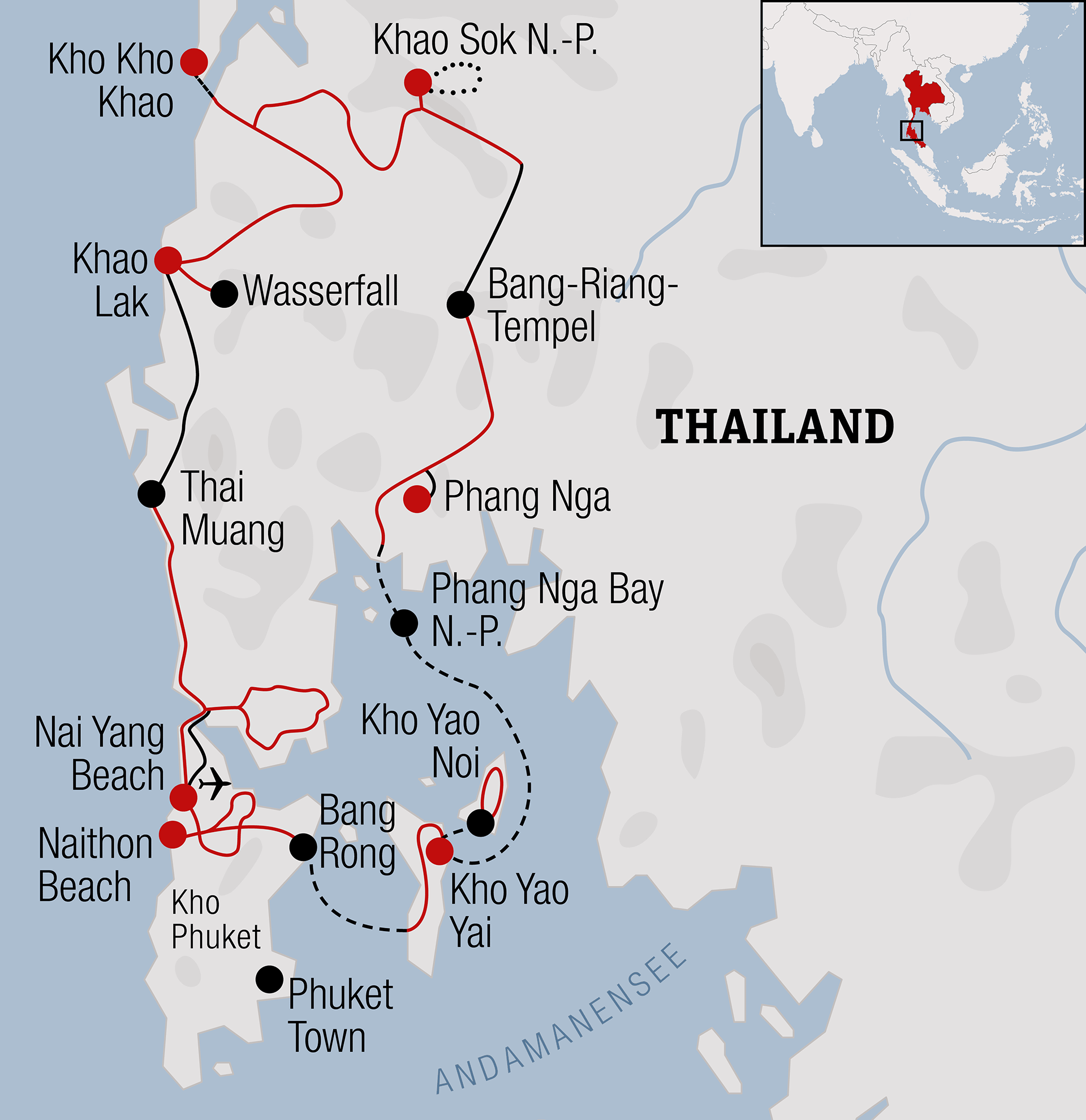 Südthailand - Bikereise Karte