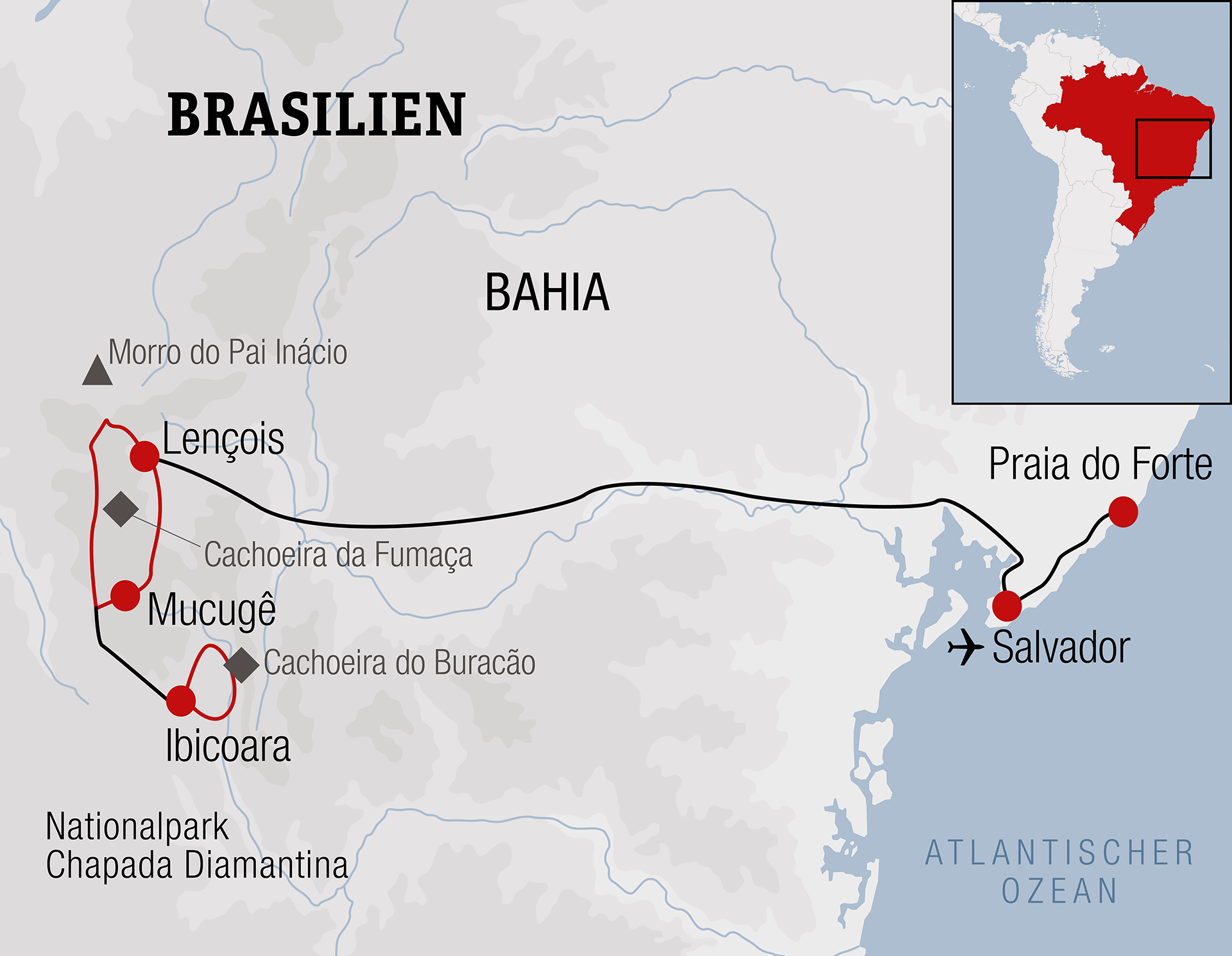 Karte Mountainbike Reise Brasilien